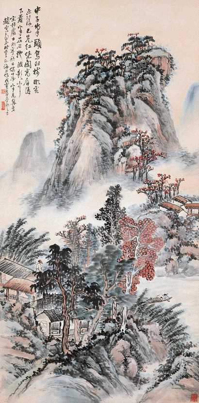 赵云壑 水亭秋日 镜心